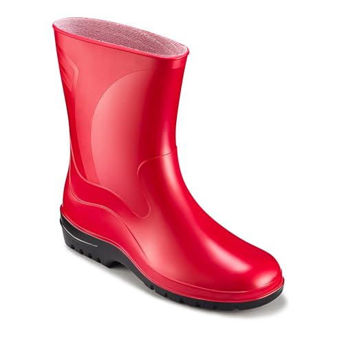 ESTRO Gummistiefel Damen Halbhoch Wasserdicht - Regenschuhe Gummistiefel Halbhoch Damen Regenstiefel Regenstiefeletten K007 (39 EU, Rot)
