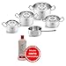 Fissler Original Profi Collection Stainless Steel Cooking Pot Set 5 Pieces with Glass Lid + Free Stainless Steel Care Induction Silver