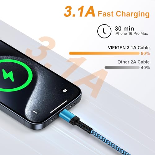 Image of Car Carplay Cable Fast Charging 3FT /2Pack for iPhone 17e 17 Pro Max Air 16e /16 /16 Pro /16 Pro Max /16 Plus /15 Pro Max,3.1A USB Type C Charger Cord Car Fast Cable for Samsung Galaxy S26 S25 A17,Pixel 10a