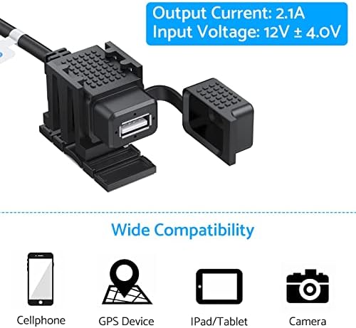 USB Motorcycle Charger,eSynic Professional Waterproof Motorcycle Usb Socket Motorbike USB Charger Motorbike Phone Usb Charger With 2.1A 12V/24V USB Power Supply Port Perfect for Phone & GPS etc