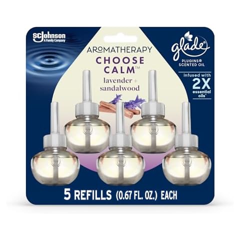 Glade Aromatherapy PlugIns Refills Air Freshener, Scented and Essential Oils for Home and Bathroom, Choose Calm Scent, 3.35 Fl Oz, 5 Count Cover