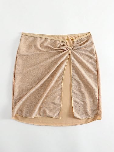 OYOANGLE Women's Ring Linked Split Thigh Cover Up Skirt Beach Skirts Swimsuit Bottom4