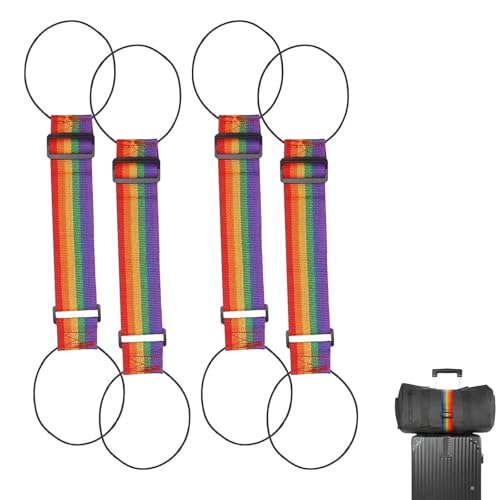 Multi Use Strong Adjustable Luggage Connector Straps,Adjustable Buckle,Luggage Connector Straps for Suitcases,Packing Tips for Travel (4pcs-Rainbow)