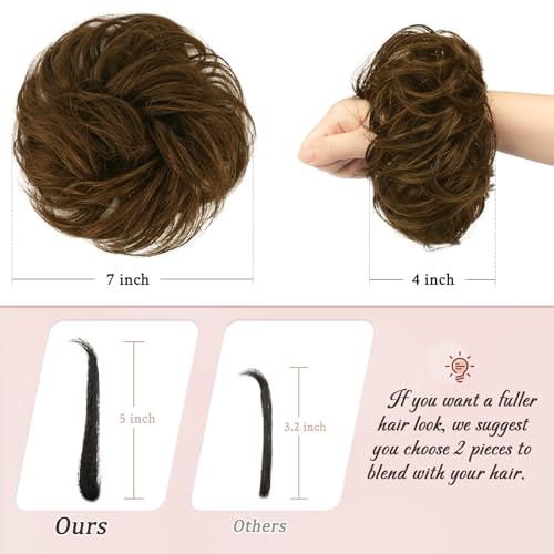 RUWISS Messy Bun Hair Piece Human Hair Messy Rose Bun Hair Buns for Women Real Hair Scrunchies Hair Piece Updo Hair Pieces Bun Extension Ponytail Messy Hair Bun (Medium Brown) - Image 5