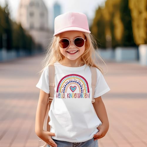 Kindergarten Shirt for Girls First Day of Kindergarten Tshirt Cute Rainbow Tops Toddler Kids Back to School Outfits2