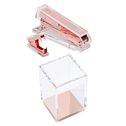 Draymond Story Rotgoldenes Acryl-Schreibwaren-Set - 1) Heftgerät, 1) Heftklammerentferner, 1) Stifthalter Cover