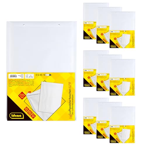 Idena 90562 - Enveloppes à bulles G/17, 10 pièces de 25 x 35 cm, enveloppes adhésives, enveloppes matelassées en papier FSC Mix blanc