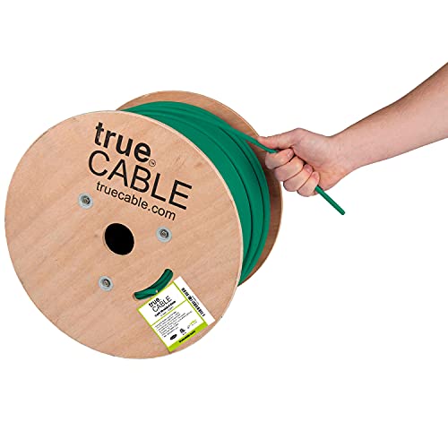 trueCABLE Cat6 Shielded Riser (CMR), 1000ft, Green, 23AWG Solid Bare Copper, 550MHz, PoE++ (4PPoE), ETL Listed, Overall Aluminum Foil Shield (F/UTP), Bulk Ethernet Cable