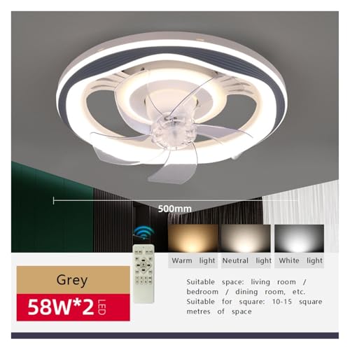 Ventilador de techo con luz LED invisible en color gris para el dormitorio 3