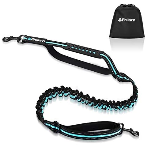 PHILORN Bungee Dog Lead (47"-67" Retractable), Shock Absorbing Leash Rope Dog Lead that Softens Pulls with Soft Padded Handle & Traffic Control Handle, Reflective Threads for Small, Medium, Large Dogs Cover