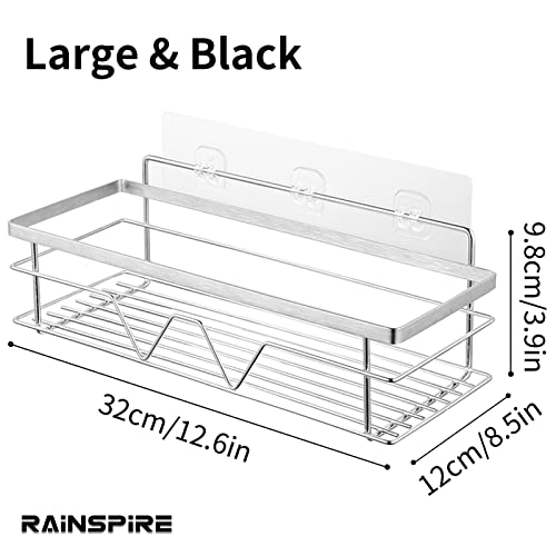 Rainspire Adhesive Shower Caddy, Large Capacity Self Adhesive Shower Shelves For Inside Shower, Shower Rack Shower Shelf For Inside Shower Stainless Steel Bathroom Shower Organizer, Large, Silver #TOP1