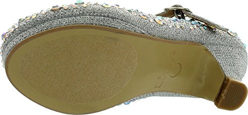 Dana 58K Little Girls Rhinestone Heel Platform Dress Pumps Silver4