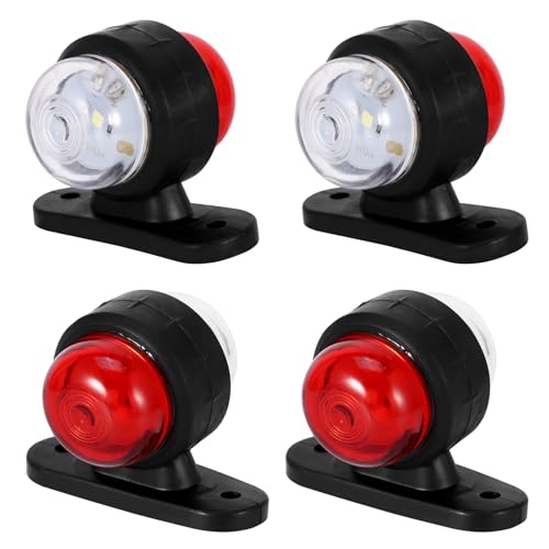 Miawtro 4PCS Super Durable Trailer Side Marker Lights, Super Bright LED Marker Lights 12-24V, Waterproof Trailer Marker Lights for Off-Road Vehicles, Forklifts, Trucks, Cranes, Jeeps(Red White)