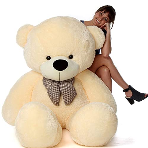 Image of Giant Teddy Bear 5 Feet - Soft Plush Stuffed Toy for Kids & Girlfriend, Soft Toy for Kids - Birthday Gift for Girls, Plush Toy Big Cuddly Hugging Bear, Gifts for Valentine's Day (Beige)