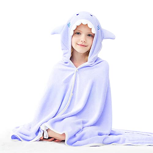 Zionor Bamboo Hooded Towel For Kids - 35'' X 50'' Extra Large Bath Towels For Kids 3-10 Yrs, Premium Soft Towels For Boys Girls, Ultra Absorbent And Hypoallergenic (Purple, Double-Layer) #TOP28