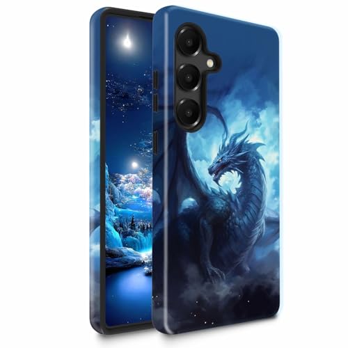 Bxgolkgd TPU+PC Phone Case for Galaxy S25 Plus/S24 Plus 6.7",Dual Layer Shockproof Protective Cover,Anti-Fall Rugged Shell for Men Women,Blue Dragon