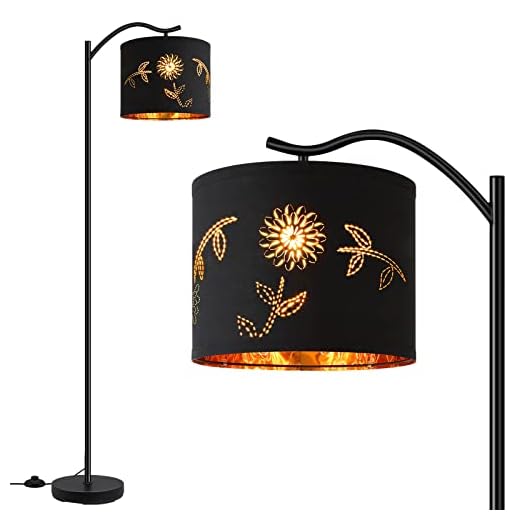 BoostArea Flower Shade Floor Lamp for Living Room,8W LED Arched Floor Lamp,Tall Modern Standing Lamp,E26 Socket,Footswitch,Mid Century Floor Lamp for Home,Bedrooms,Office,Study RoomFlower Shade