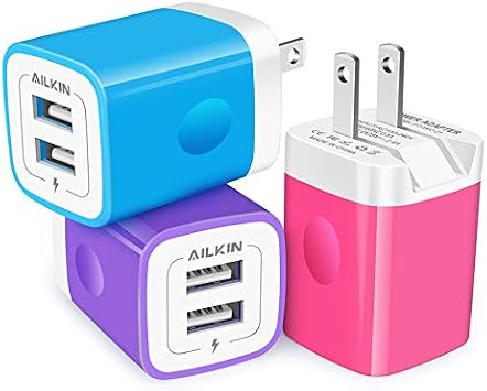 3Pack Fast Charging Cubes, Foldable Dual Port Charger Block, Fast USB Plug