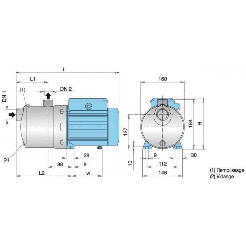 Bomba de agua Calpeda MXH405 1,10 kW totalmente inoxidable hasta 8 m3/h trifásico 380 V