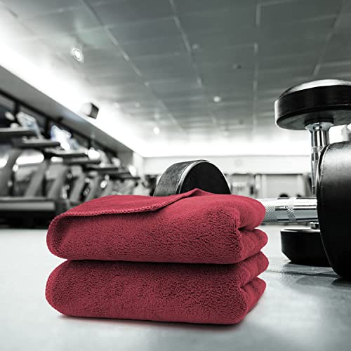Image of Sassoon Unisex Microfiber Gym Towel in 450 GSM (Set of 2, Crimson) 40cmX60cm- Fast Drying & Light Weight Ultra Absorbent Sports Towel