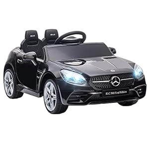 AIYAPLAY Coche Eléctrico para Niños de +3 Años Mercedes SLC 300 Coche Eléctrico con Batería 12V Carro Eléctrico Infantil con Mando a Distancia Faros LED Bocina Música Negro