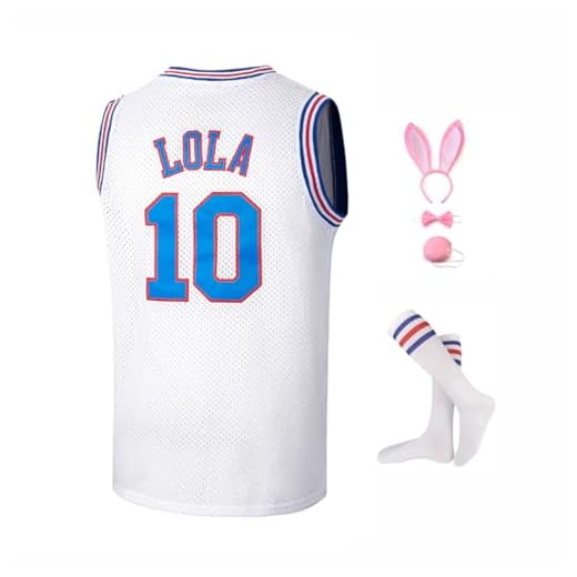 Mens Basketball Jerseys Bugs #1 Lola#10 Space Movie Jerseys Shirts for Party White/Black S-XXXL, 10# Lola+socks, Small