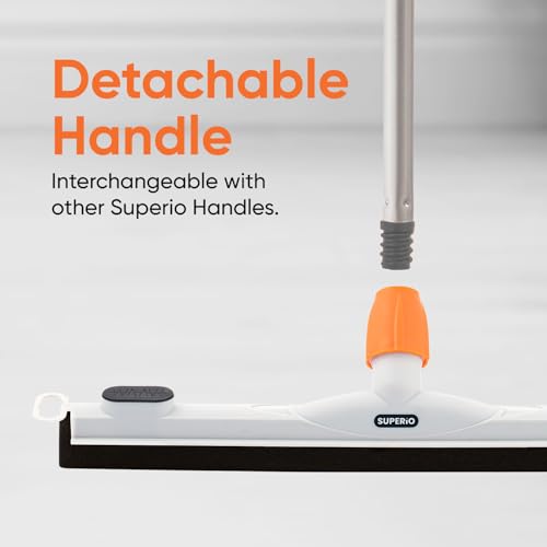 Image of Superio Floor Squeegee for Concrete, Tile, Laminate, Bathroom Floor - 48 inch Handle - 18 inch Foam Window Squeegee
