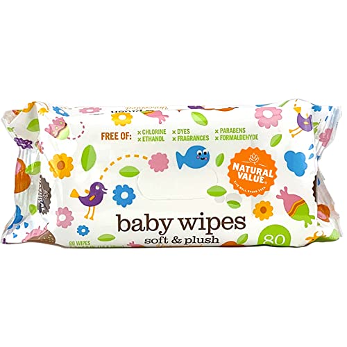 Natural Value Baby Wipes, Soft & Gentle, No Artificial Ingredients, 480 Wipes (Pack of 6)