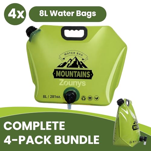 4Pack Contenedor de Agua Plegable 8L/2 Galones, Bolsa de Almacenamiento de Agua a Prueba de Fugas, Reutilizable para Viajes, Camping y Senderismo miniatura 2