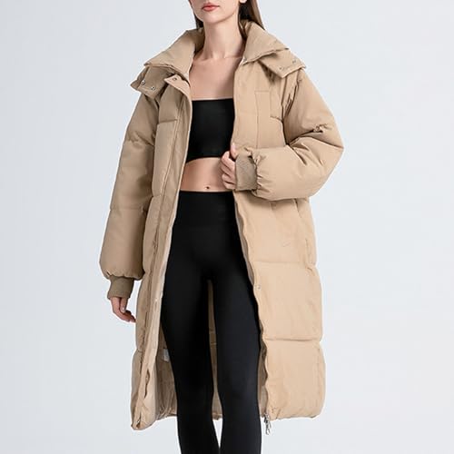 Womens Winter Long Puffer Jacket Hood Full Zip Lightweight down Jackets Casual Loose Warm Outdoor Thermal Padded Coat3