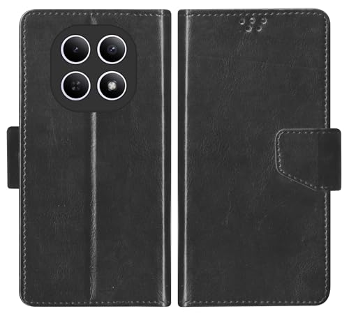 Image of SBMS Flip Cover for Redmi Note 15 5G Poco M8 5G Back Cover Case with Magnatic Closure | Genuine Leather Finish | Inbuilt Stand | Card & Money Pocket | Wallet Style Flip Back Case Cover (Black)