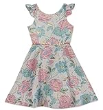 Rare Editions Little Girls Floral-Print Brocade Dress, Sweet Spring, Ivory, 6