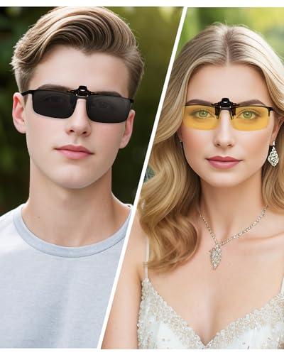 Image of TERAISE Polarized Clip on Sunglasses Over Prescription Glasses Anti-Glare UV400 for Men Women Driving Travelling Outdoor