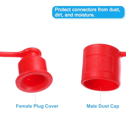 Image of PATIKIL 3 /8 inch ISO 16028 Flat Face Hydraulic Coupler Male Dust Cap and Female Plug Cover, 1 Set Hydraulic Quick Disconnects Coupling Port Plug Cover Fittings with Retention Ring, Red