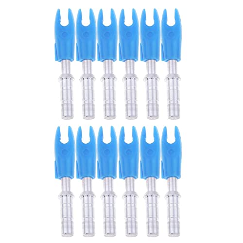 Folpus 12 Pièces Encoches de Précision de à l'arc en Plastique pour Arbre de Flèche ID 4.2mm Universel, Bleu, 4.2mm