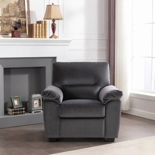 Image of Anderson Dark Grey Fabric Sofa Set 4 Seater (3+1), Premium Velvet Finish Upholstery, Solid Frame, High Density Foam Cushions, Modern Living Room Sofa, (Dark Grey Fabric, 3+1 Seater)
