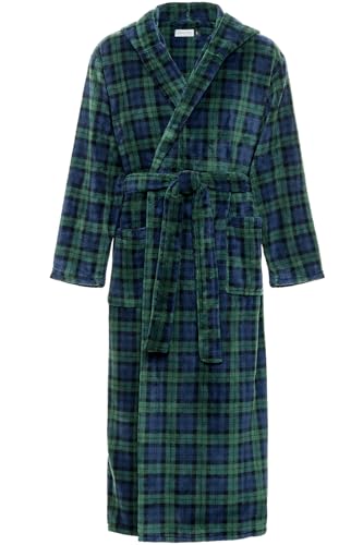 Alexander Del Rossa Bata con capucha para hombre, bata de baño de felpa con capucha para hombre, bata de baño grande y alta para hombre, Negro (Black watch tartan), 3X