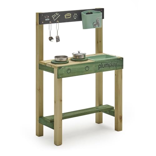 Plum Play Puddle and Pie Outdoor Mud Kitchen with Sink and Tap - Cooking Utensils included