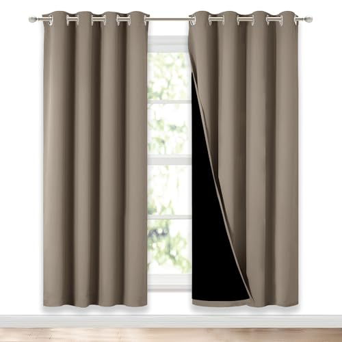Image of NICETOWN Taupe Full Shade Curtain Panels, Pair of Energy Smart & Noise Blocking Out Blackout Drapes for Dining Room Window, Thermal Insulated Guest Room Lined Window Dressing(Taupe, 52 x 72 inch)