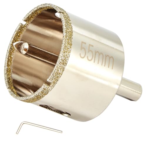 2 1/8 Inch (55mm) Diamond Hole Saw with Pilot Bit, Easy Drilling 2 1/8" Tile Drill Bits for Porcelain Tile, Granite, Ceramic, Marble, Glass, Stones, 1 3/8" Depth of Cut