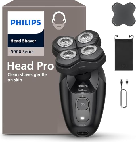 Philips Serie 5000 Pro - Afeitadora de cabeza para hombres y mujeres, cabezal flexible 360°, cuchillas ComfortCut para un afeitado apurado y suave, HS5980/15