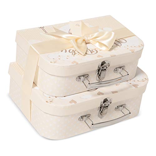 Caja de recuerdo para bebé, caja de regalo para bebé, dos cajas de regalo de color crema listas para llenar, para artículos esenciales para recién nacidos, cajas de regalo para bebés, nueva caja de