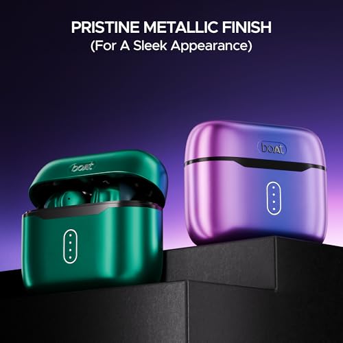 boAt Airdopes 141 Pro Buds, 13mm Drivers, Metallic Finish, 60HRS Battery, 4Mics ENx, Fast Charge, IPX5, v5.3 Bluetooth Earbuds, TWS Ear Buds Wireless Earphones with mic (Galactic Purple)