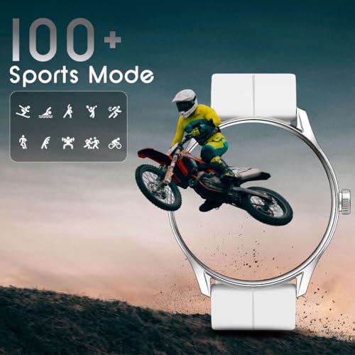 Image of PunnkFunnk Glavito Round Dial Smartwatch 1.49 inch AMOLED Display, 100+ Sports Modes, IP67, Health Tracking, Bluetooth Calling, Crown Control, 100+ Watch Faces for Men & Women (Magnetic White)