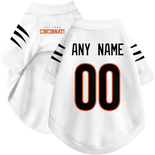 Image of Cincinnati Dog Clothes Jersey Style Personalized Pet T Shirt with Custom Name Number for Small Medium Large Dogs