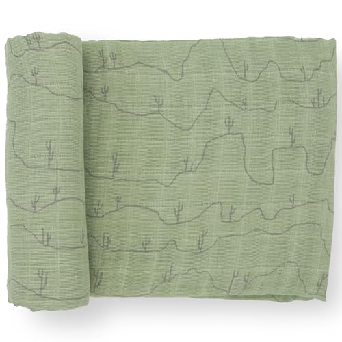Image of Little Unicorn Premium Cotton Swaddle Baby Blanket | Breathable Fabric | for swaddling, Play, Nursing & More (Cactus Lines)
