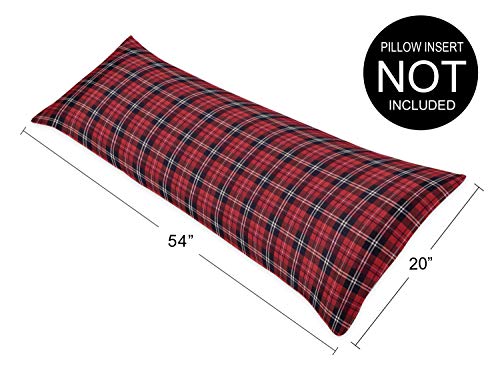 Image of Sweet Jojo Designs Red and Black Woodland Plaid Flannel Body Pillow Case Cover for Rustic Patch Collection (Pillow Not Included)