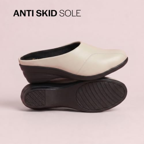 Image of FAUSTO Women Formal Back Open Platform Wedge Heel Slip‑On Mule Shoes | Stylish Office Footwear | Comfortable Fashion Shoes