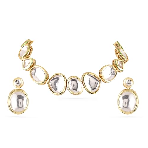Image of Rubans Kundan Necklace Set Traditional Jewellery Gift for Women & Girls