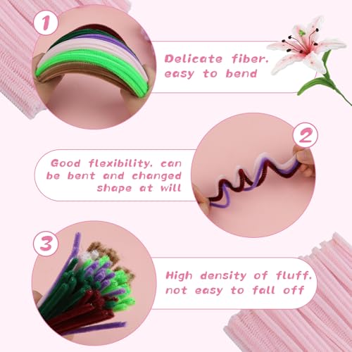 Image of Pipe Cleaners, 100Pcs Light Pink Pipe Cleaners Bulk for DIY Crafts